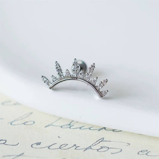 Stainless Steel Barbell Piercing with Zircon Stones S1