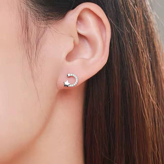 Stainless Steel Barbell Piercing with Zircon Stones S1