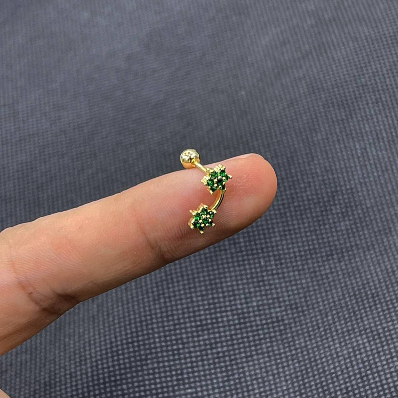 Stainless Steel Barbell Piercing with Zircon Stones S1