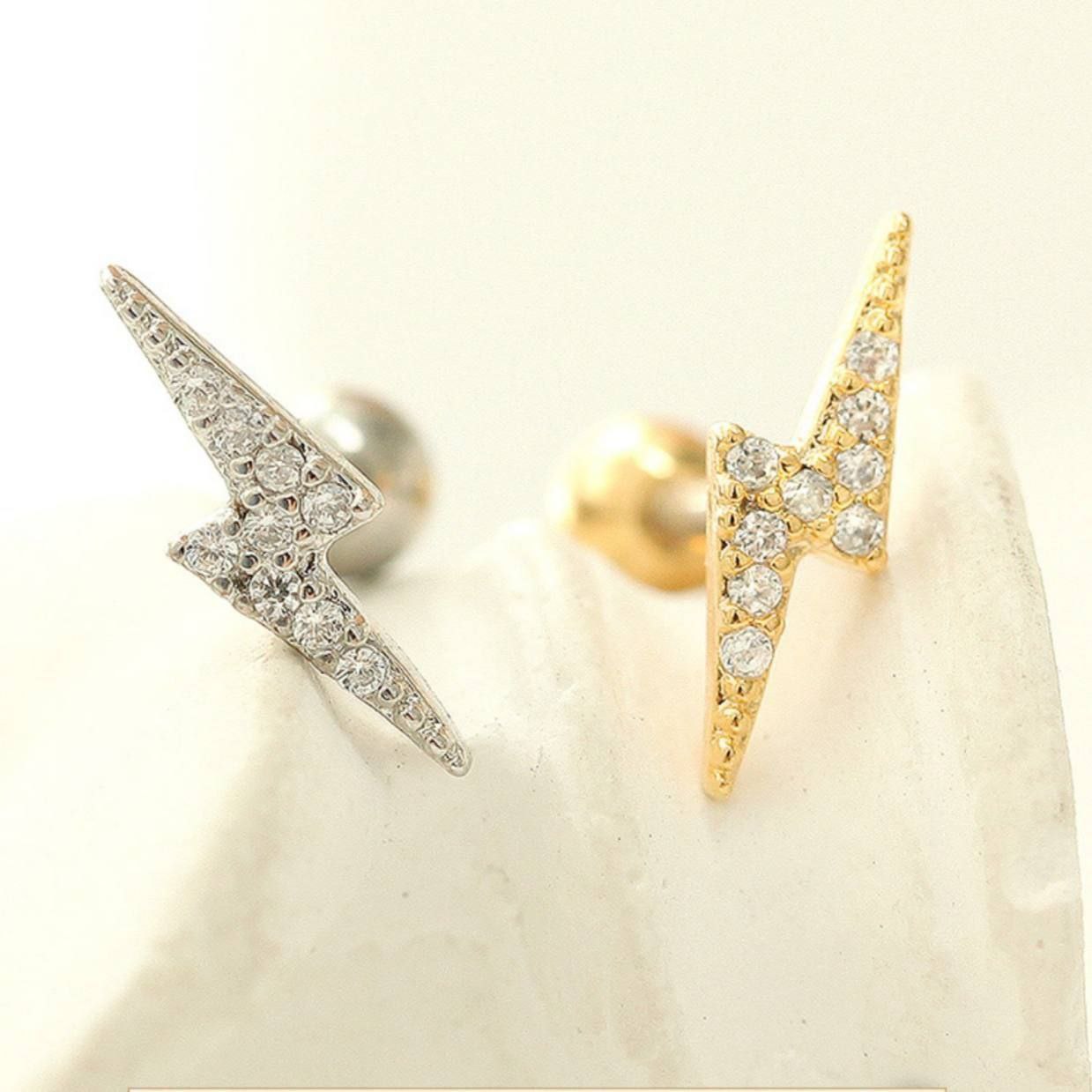 Stainless Steel Barbell Piercing with Zircon Stones S1