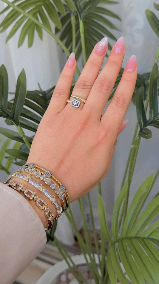 Gold Plated Free-Size Zircon Ring S1