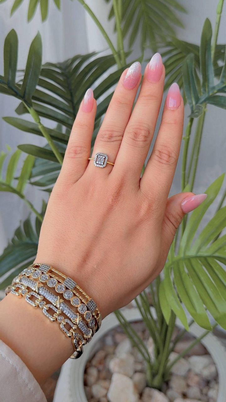 Gold Plated Free-Size Zircon Ring S1