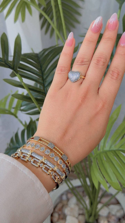 Gold Plated Free-Size Zircon Ring S1