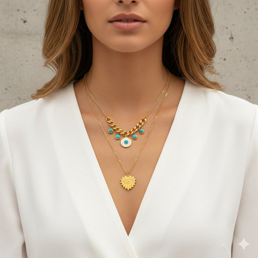 Double-Layer Evil Eye Necklace S2