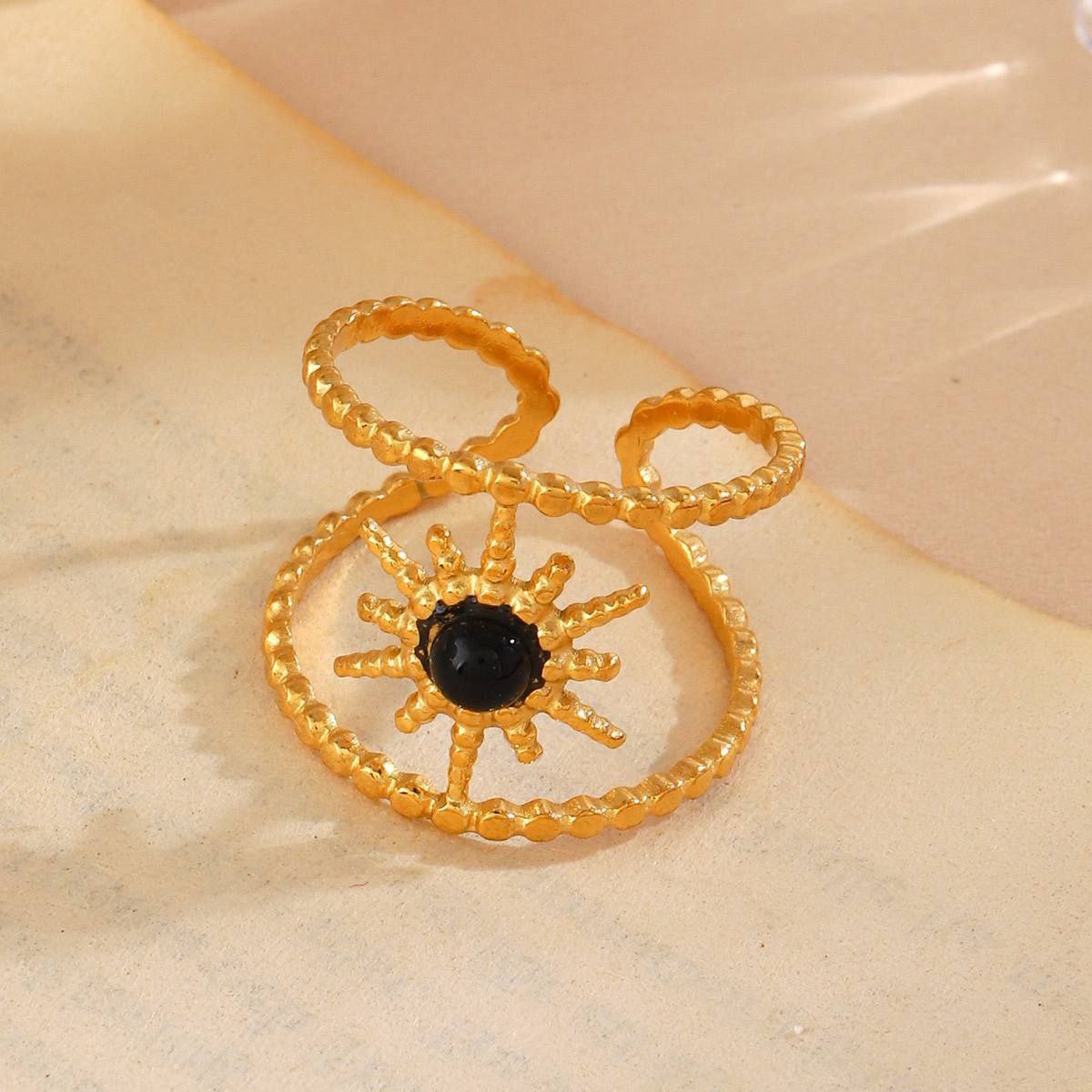 Black and White Enamel 316 Stainless Steel Ring S1