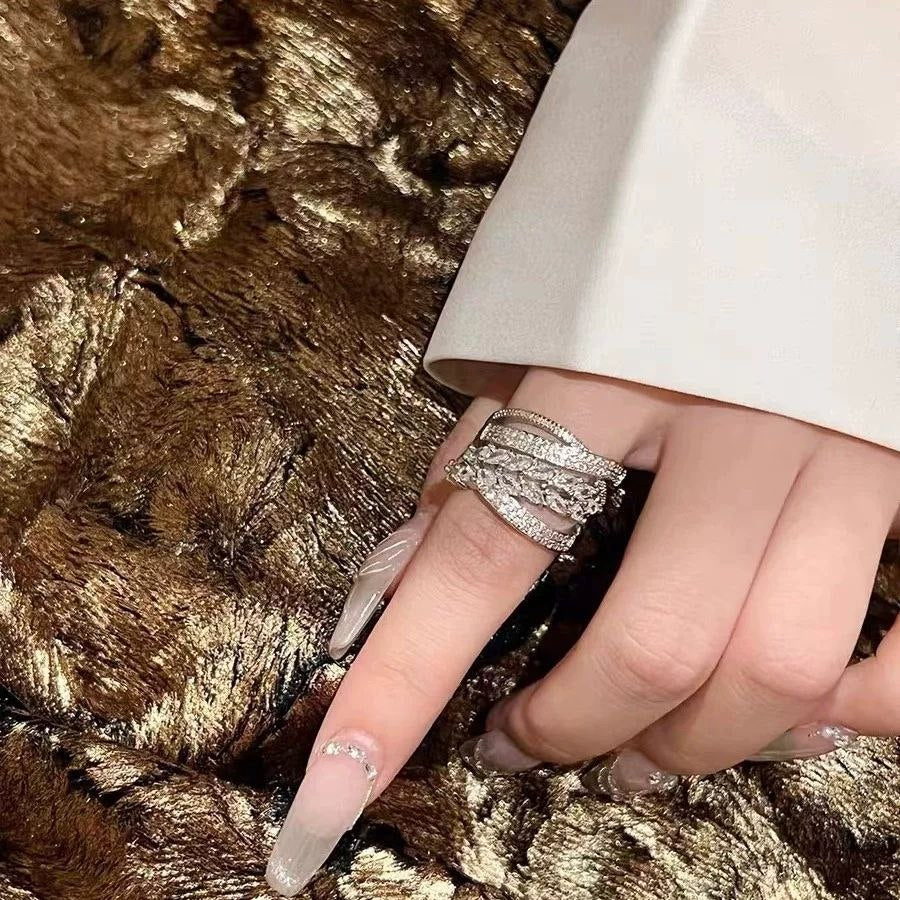 Gold-Plated Zircon Stone Ring – Free Size S1