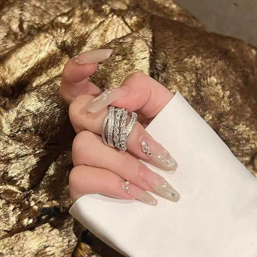 Gold-Plated Zircon Stone Ring – Free Size S1