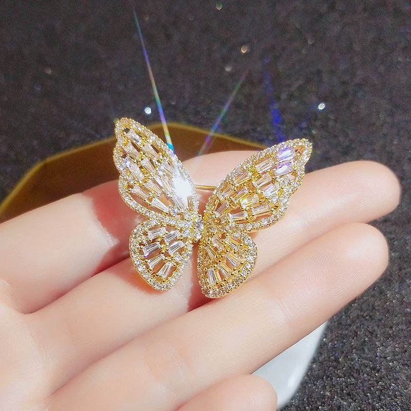 Gold-Plated Butterfly Zircon Ring – Free Size S1