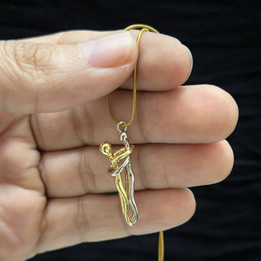 Trend Hug Necklace – Pure Stainless Steel 316 with Chinese Gold-Plated Pendants S1