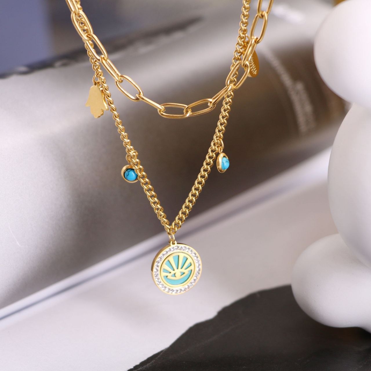 Double-Layer Pure 316 Stainless Steel Necklace S2