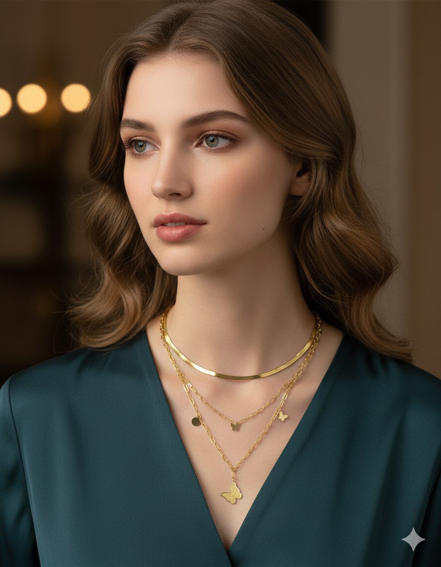 Triple Layer Stainless Steel Necklace 316 S2