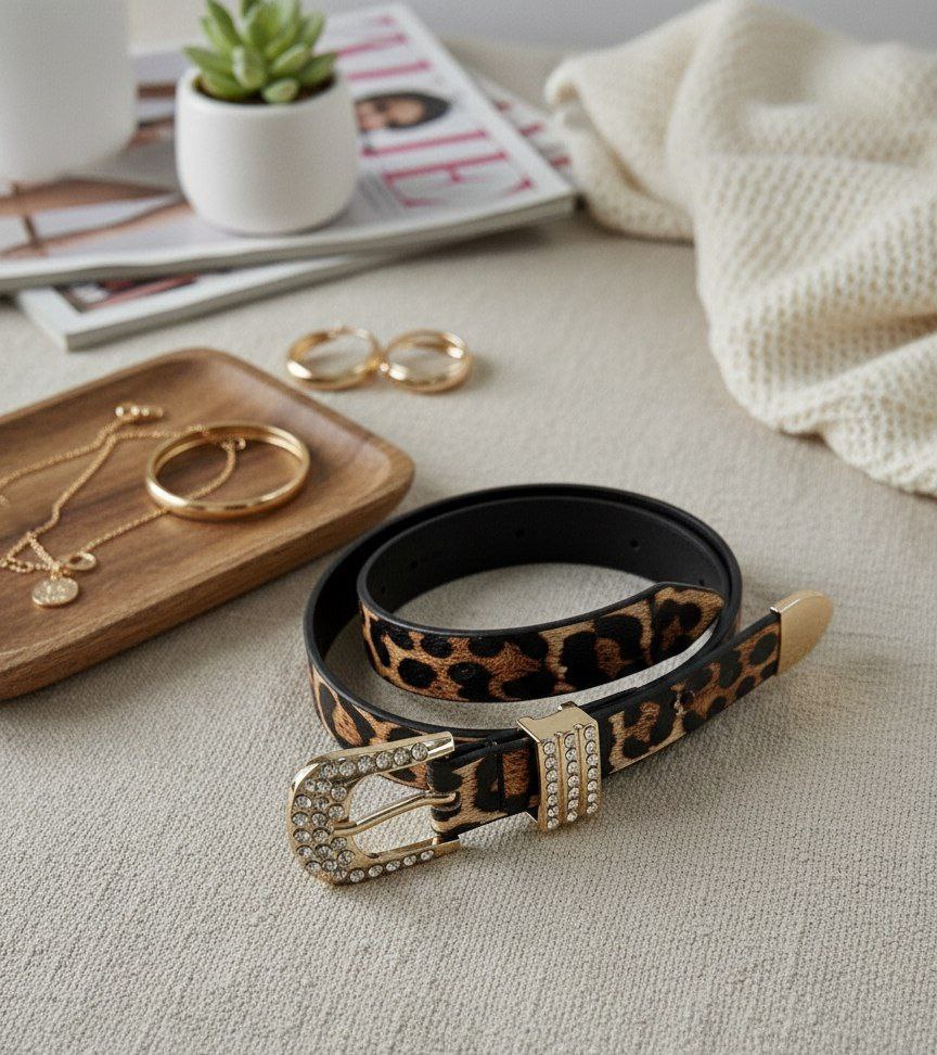 Tiger Leather Slim Belt – HTR35   S1