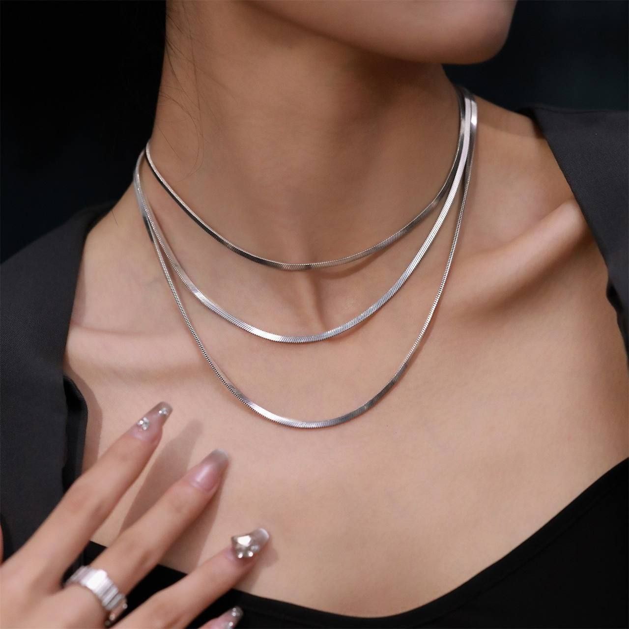Triple-Layer Pure Stainless Steel Snake Chain 316 – Adjustable    S1