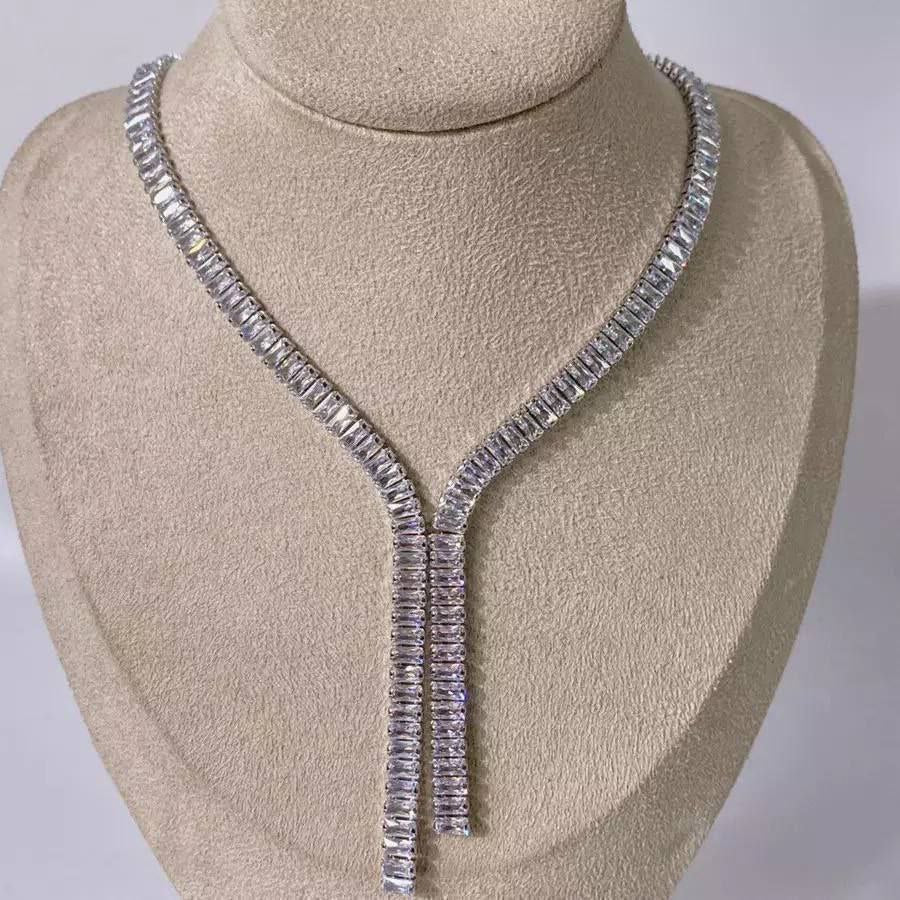 Baguette Necklace – Gold-Plated with Zircon Stones      S1