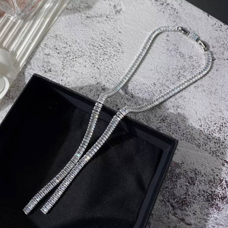 Baguette Necklace – Gold-Plated with Zircon Stones      S1