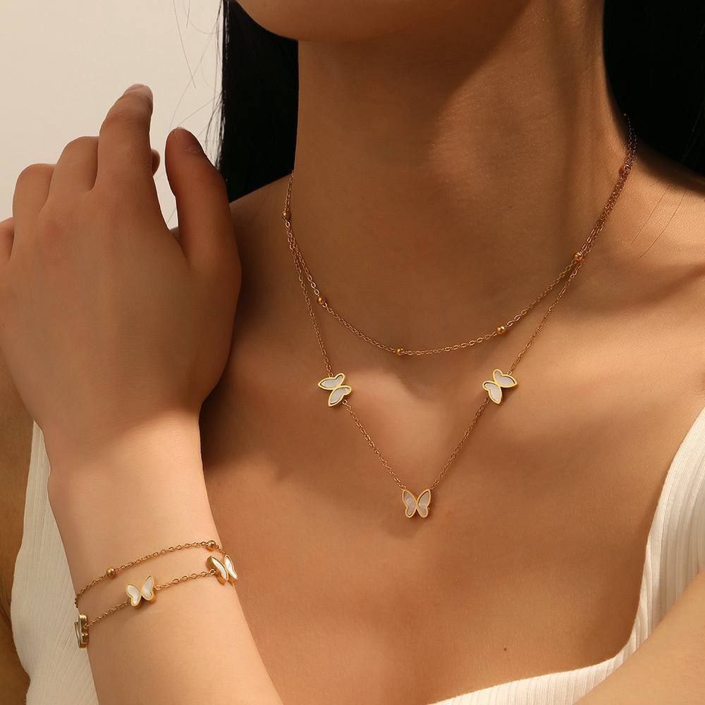 Butterfly Chain & Bracelet Set – Pure Stainless Steel 316    S1
