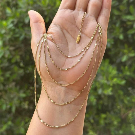 Gold Typical Style Five Layer Pure 316 Stainless Steel Necklace    S1