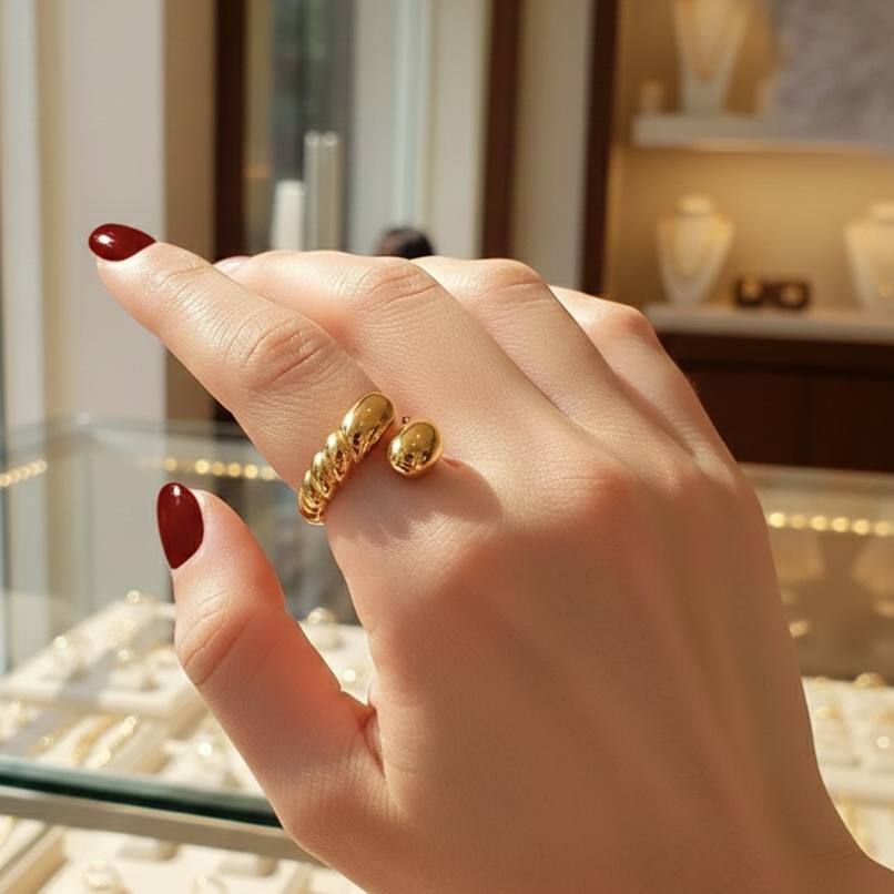 Pure 316 Stainless Steel Ring with Real Gold Plating     S1