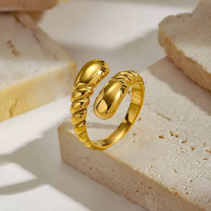 Pure 316 Stainless Steel Ring with Real Gold Plating     S1