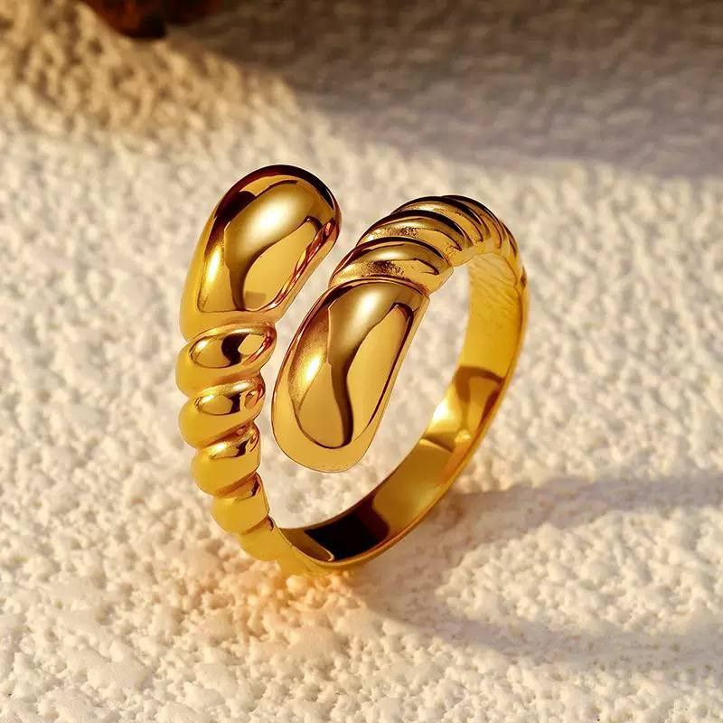 Pure 316 Stainless Steel Ring with Real Gold Plating     S1