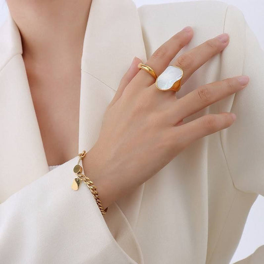 Pure 316 Stainless Steel Ring with Real Gold Plating     S1