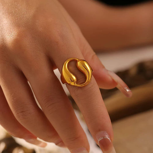 Pure 316 Stainless Steel Ring with Real Gold Plating      S1