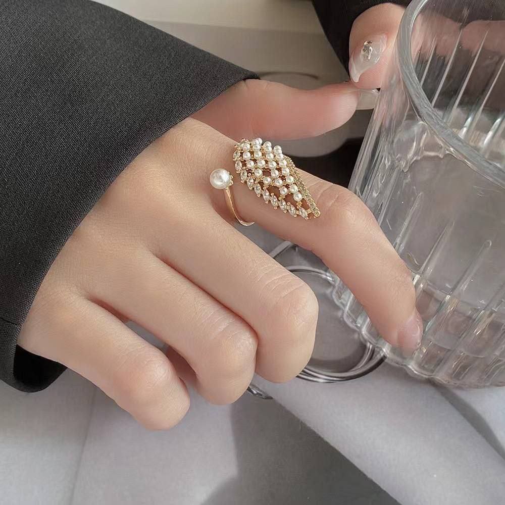 Gold Plated Free Size Ring with Zircon Stones     S1