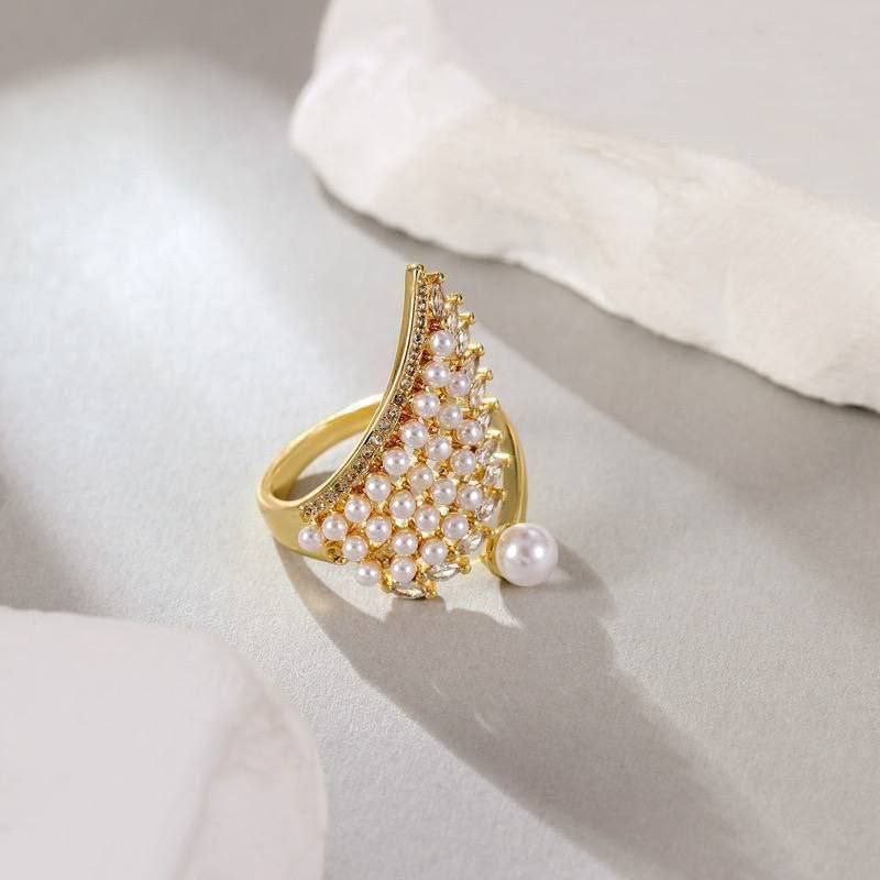 Gold Plated Free Size Ring with Zircon Stones     S1