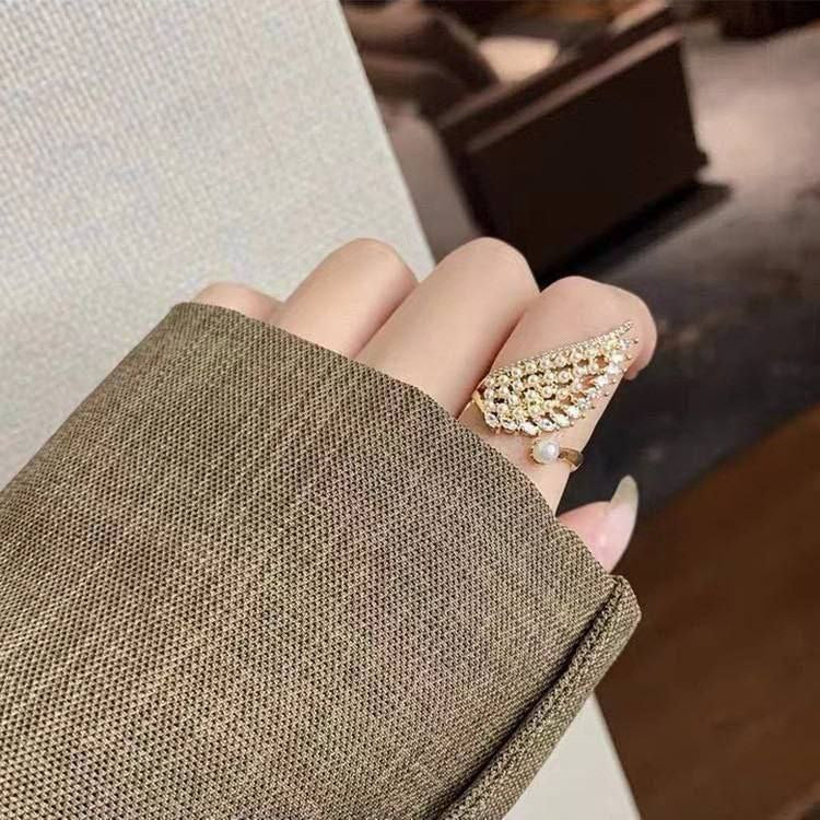 Gold Plated Free Size Ring with Zircon Stones     S1
