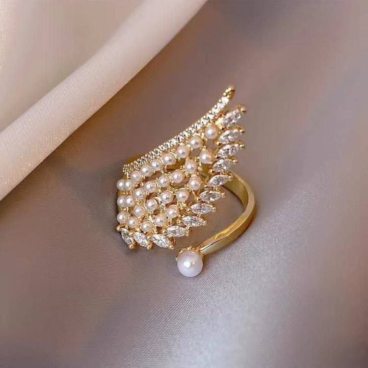 Gold Plated Free Size Ring with Zircon Stones     S1
