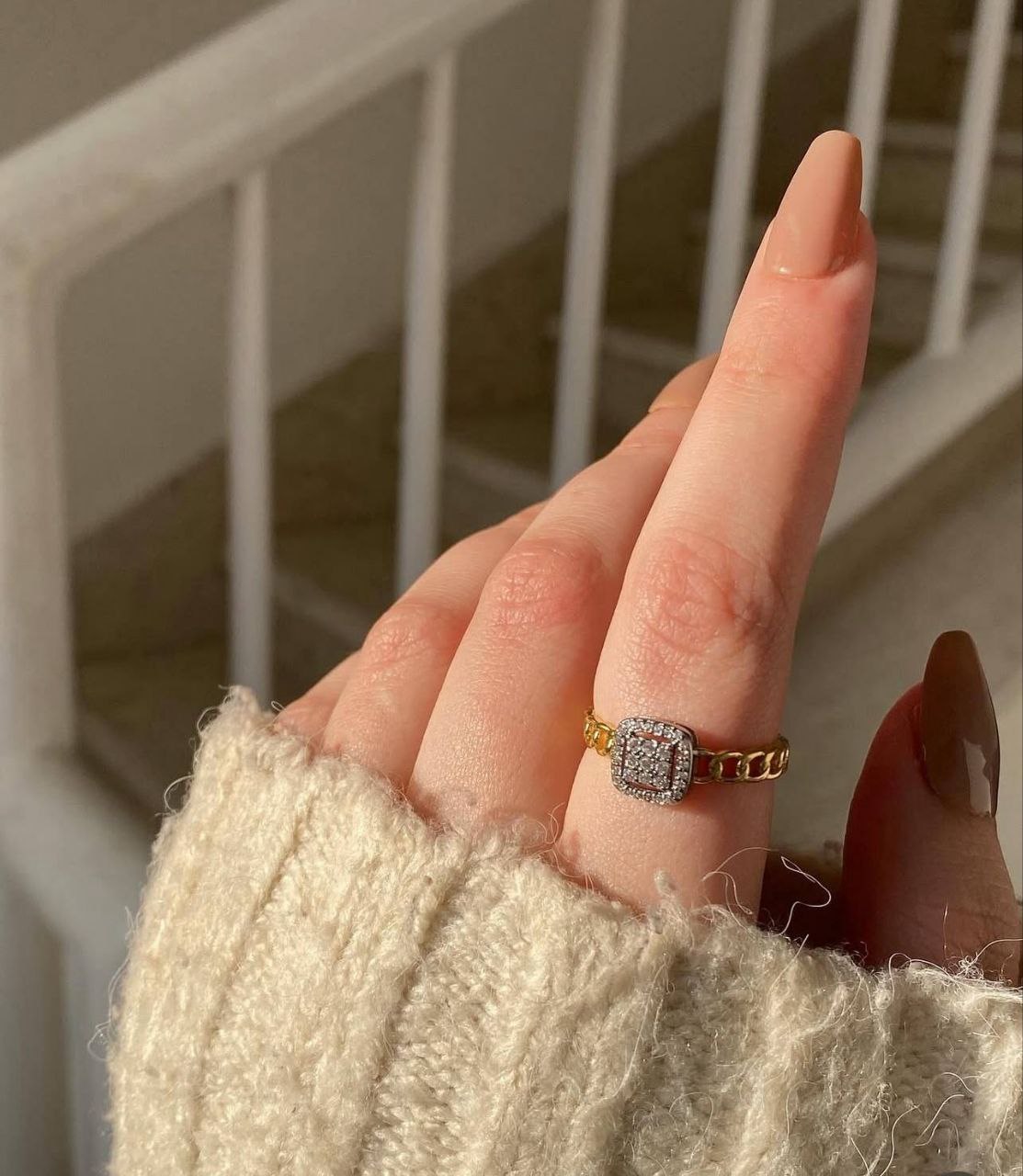 Gold Plated Free Size Ring with Zircon Stones     S1