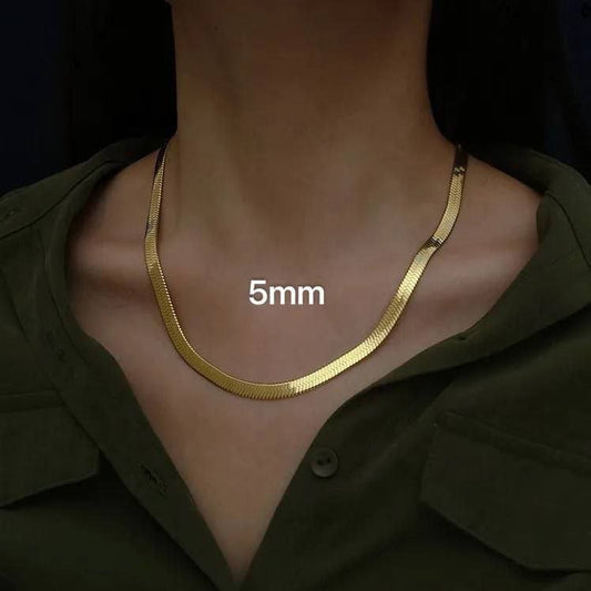 Pure 316 Stainless Steel Wide 5mm Snake Chain Necklace with Extension and Heart   S1