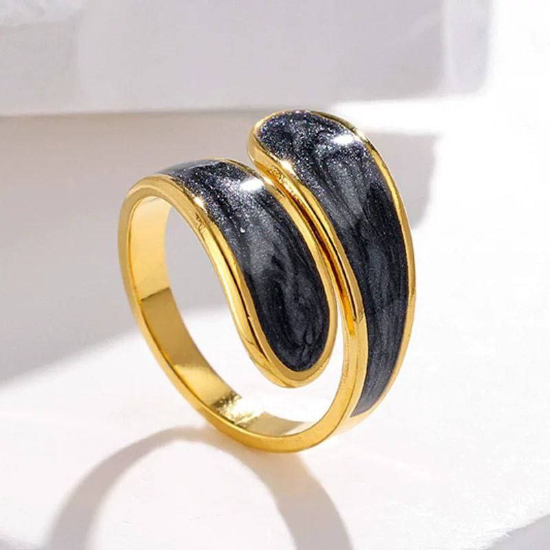 Pure 316 Stainless Steel Enamel Ring – Black and White    S1