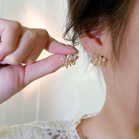 Twisted Column Hoop Earrings Silver 925 Chinese Gold    S1