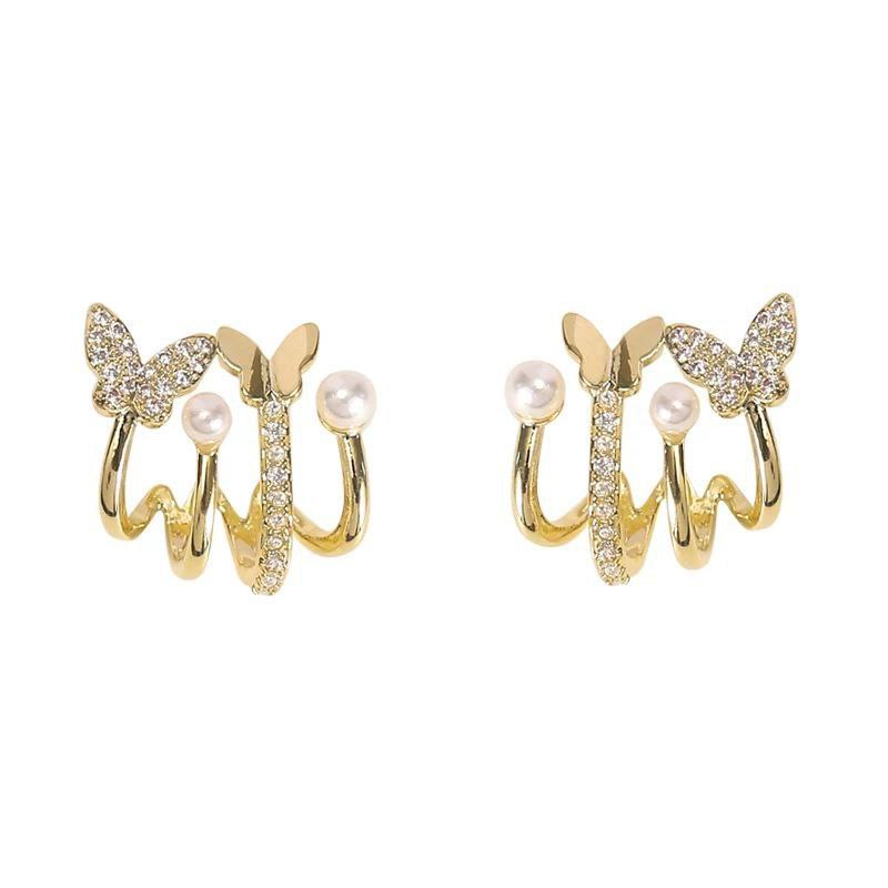 Twisted Column Hoop Earrings Silver 925 Chinese Gold    S1