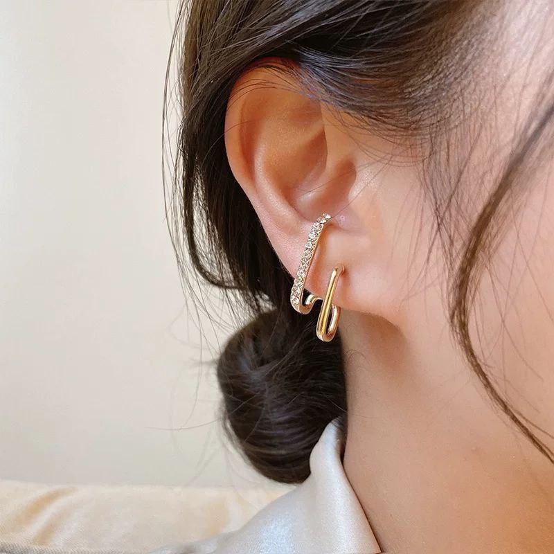 Twisted Column Hoop Earrings Silver 925 Chinese Gold     S1