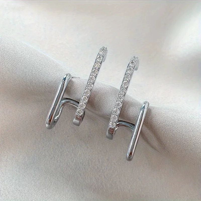 Twisted Column Hoop Earrings Silver 925 Chinese Gold     S1