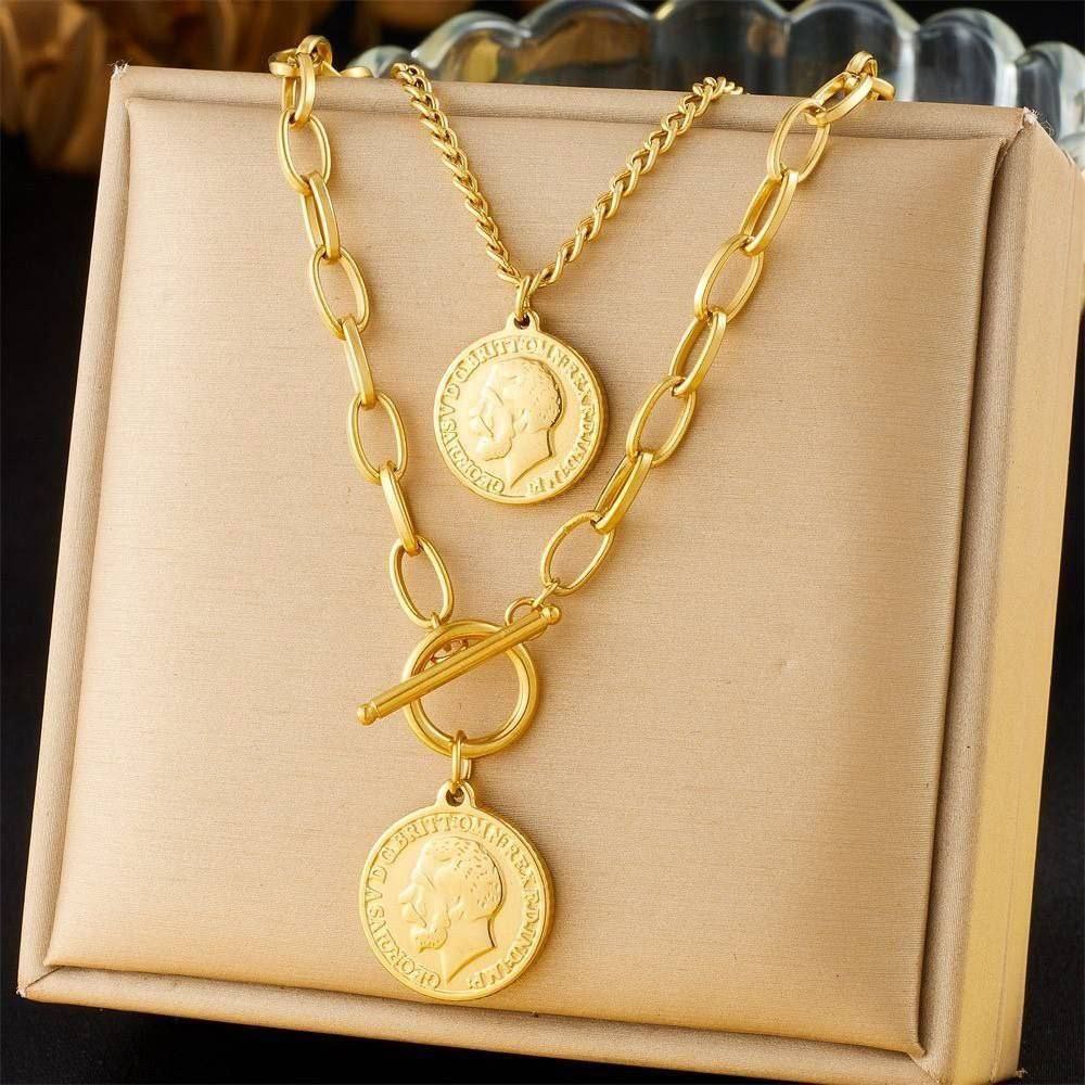 Double Layer Queen Necklace Stainless Steel 316     S1
