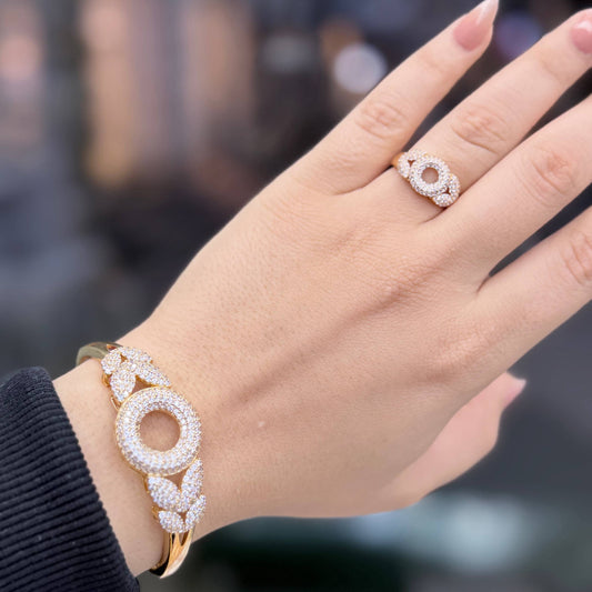 Bracelet & Ring Set Chinese Gold with Zircon Stones     S1