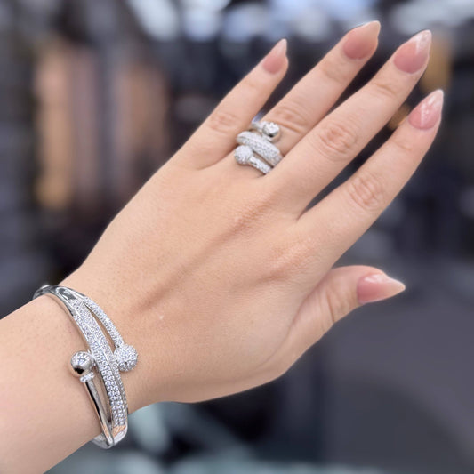 Bracelet & Ring Set Chinese Gold with Zircon Stones     S1