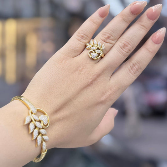 Bracelet & Ring Set Chinese Gold with Zircon Stones    S1