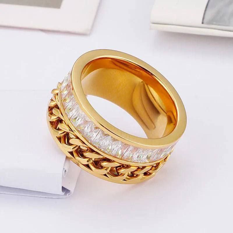 Wide Band Ring Stainless Steel 316 – Real Gold Plated    S1