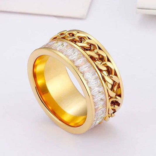 Wide Band Ring Stainless Steel 316 – Real Gold Plated    S1