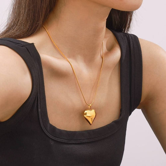 Heart Pendant Chain Necklace Stainless Steel 316 Pure    S1