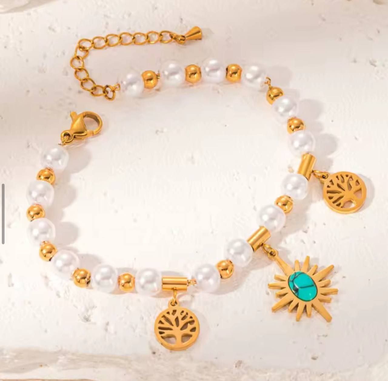 Loulou Bracelet with Stainless Steel Spacers and 316 Pure Steel Charms   S1