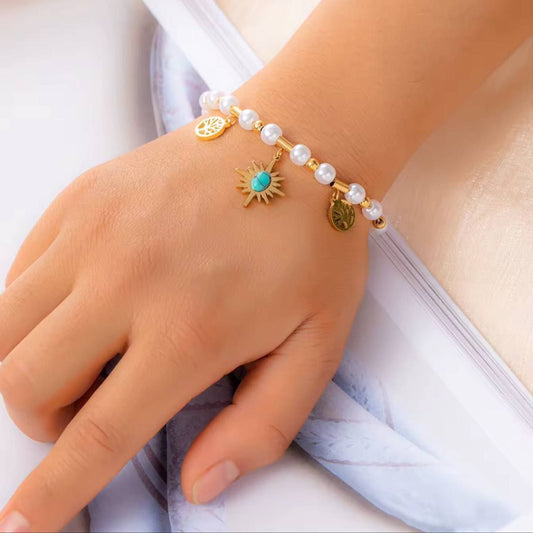 Loulou Bracelet with Stainless Steel Spacers and 316 Pure Steel Charms   S1