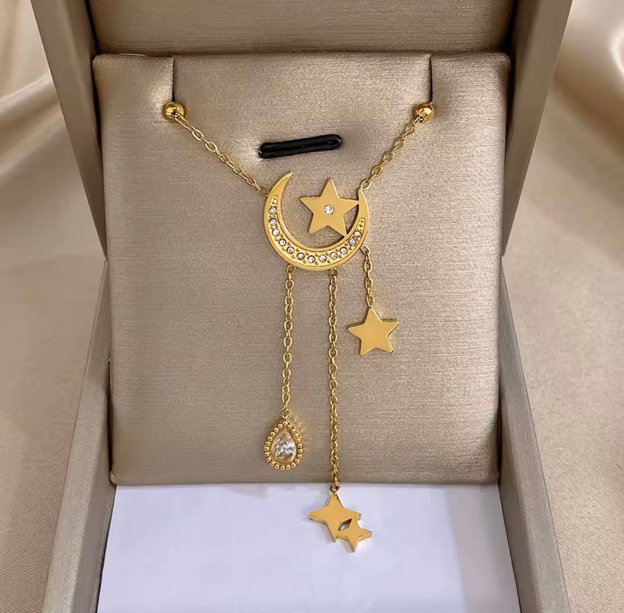 Moon & Star Necklace – Pure 316 Stainless Steel