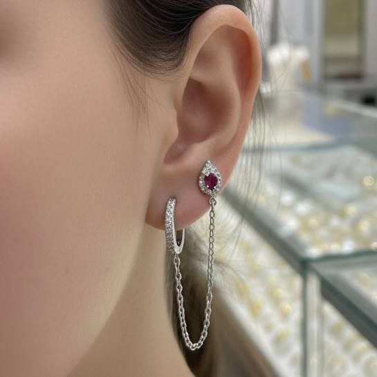 Ball Back Zircon Connect Piercing – Stainless Steel 316    S1