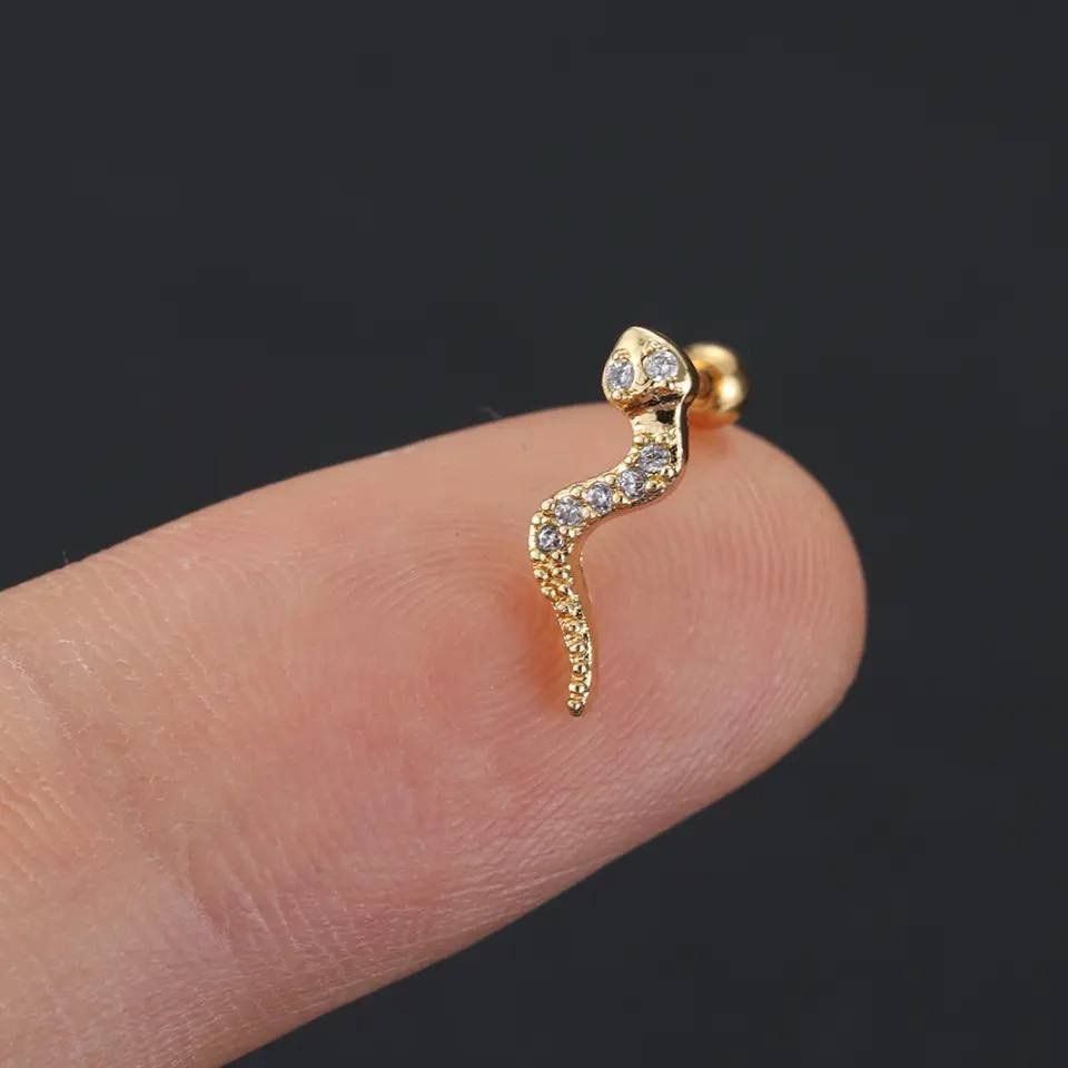 Ball Back Piercing Stainless Steel 316 Bar with Zircon Stones     S1