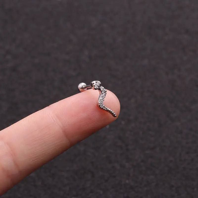 Ball Back Piercing Stainless Steel 316 Bar with Zircon Stones     S1